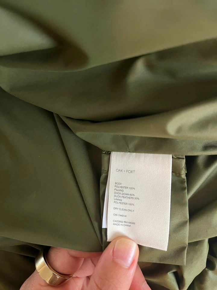 OAK + FORT Olive Green Down Puffer Jacket XS - photo 4