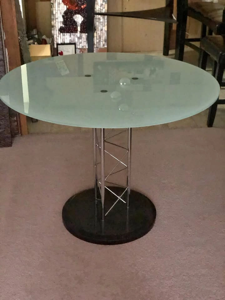Italian Glass & Chrome Round Table