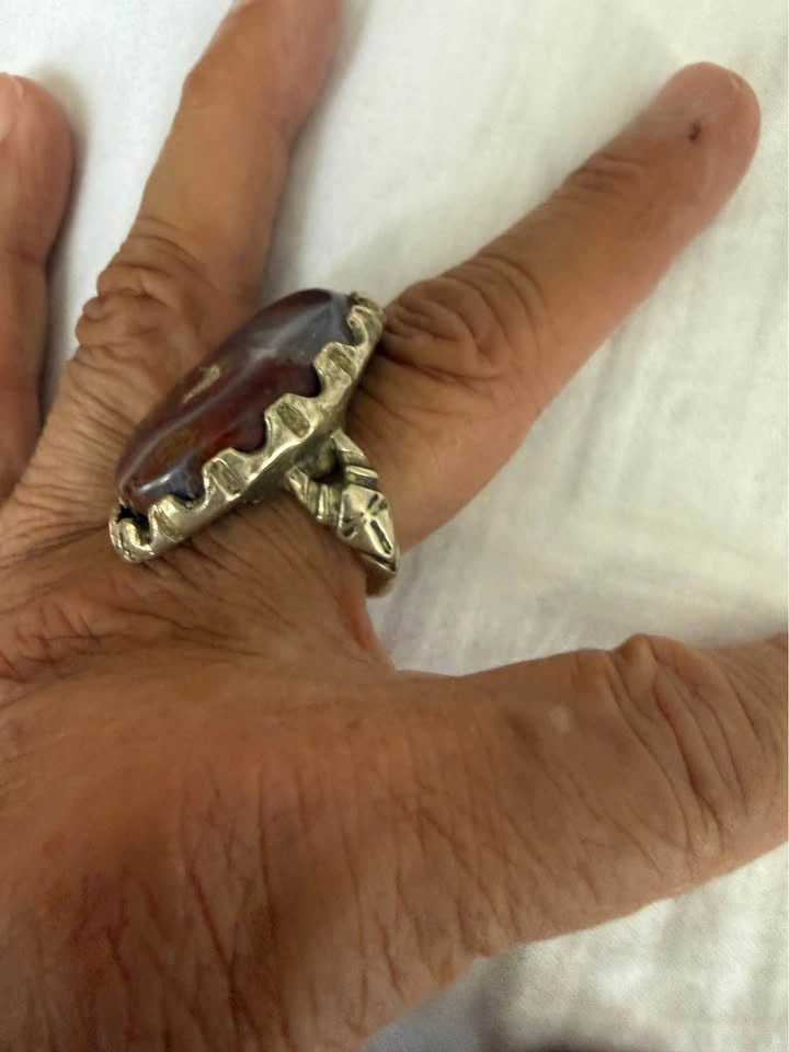 Vintage Large Oval Jasper Stone Ring - photo 2