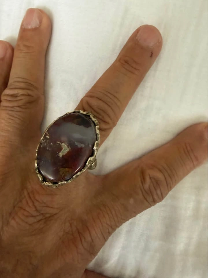 Vintage Large Oval Jasper Stone Ring - photo 3