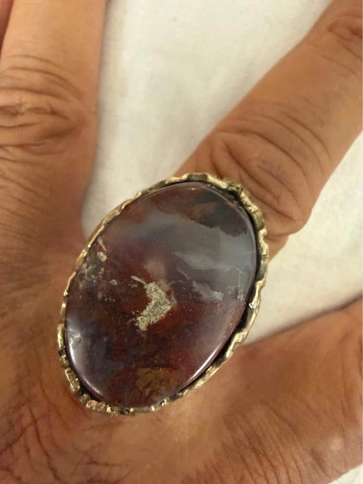 Vintage Large Oval Jasper Stone Ring - photo 4