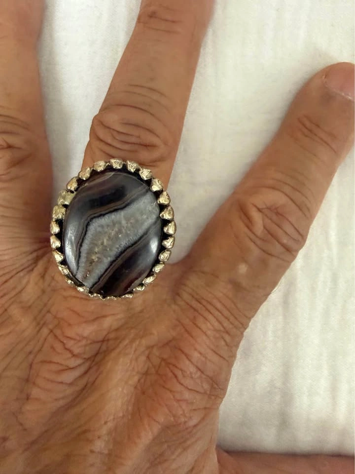 Vintage Banded Agate Cocktail Ring