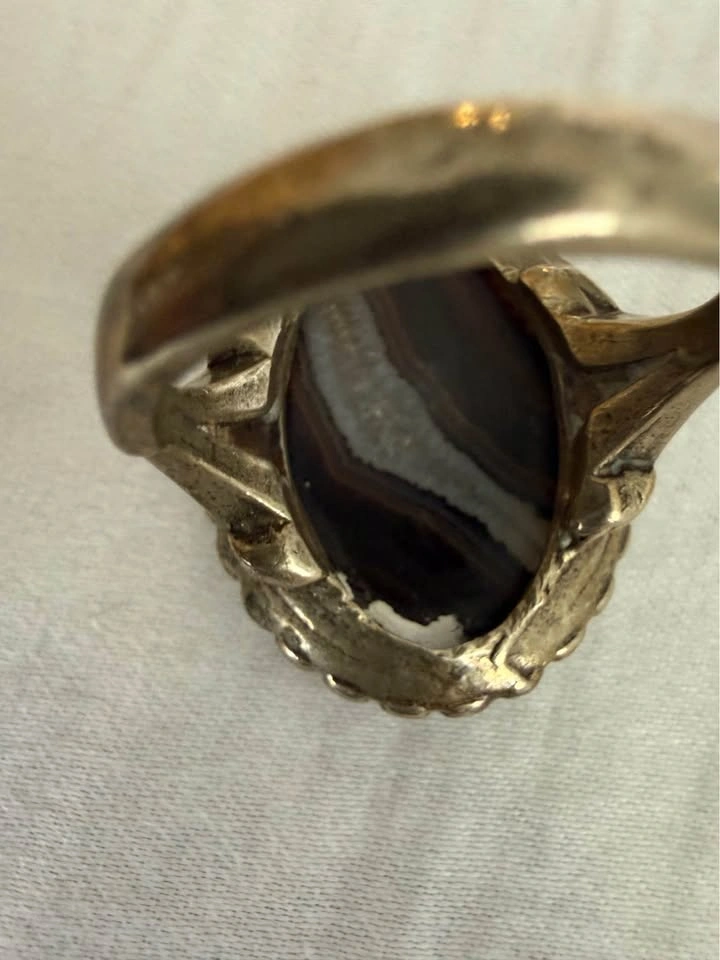 Vintage Banded Agate Cocktail Ring - photo 5