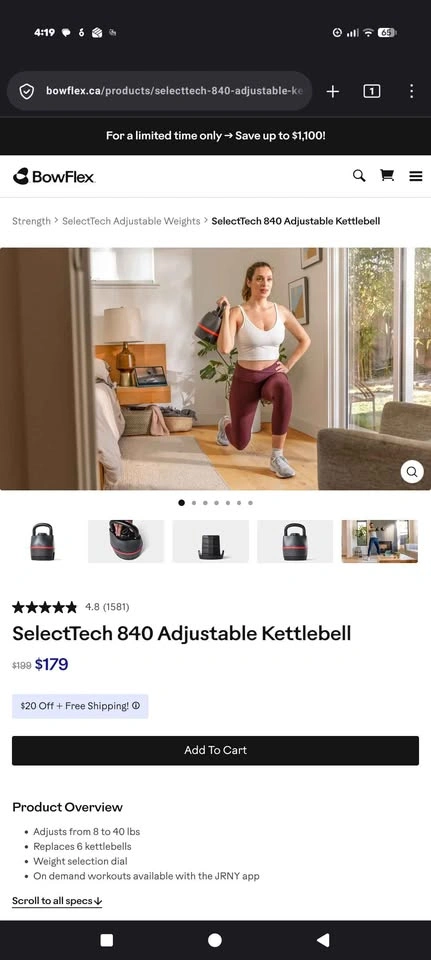 Bowflex kettlebell pair for $130 - photo 5
