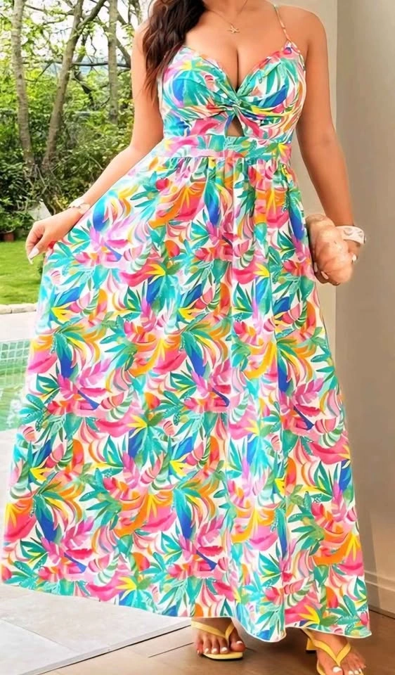 Floral Tropical Print Maxi Dress 3X - photo 2