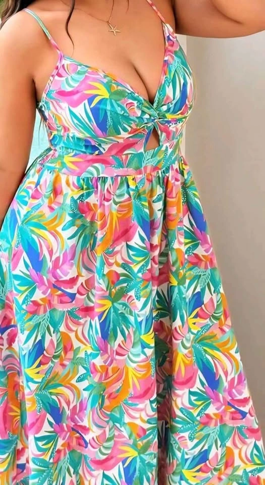 Floral Tropical Print Maxi Dress 3X - photo 3