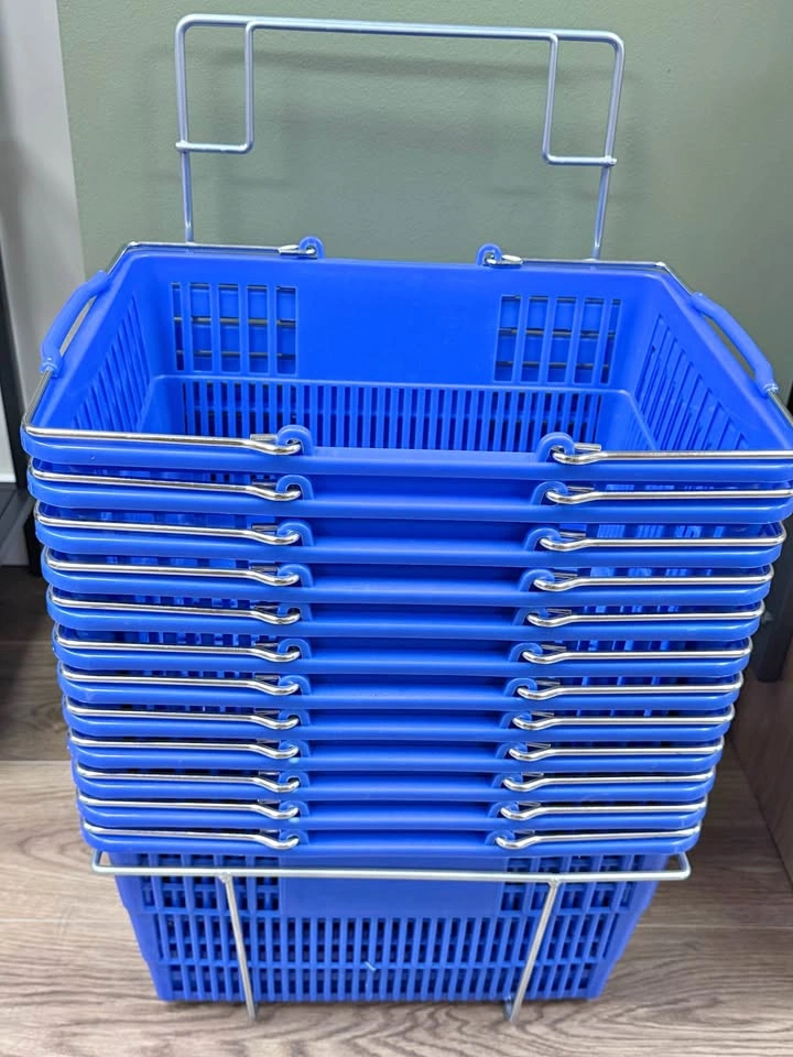 Like New Uline Shopping Baskets with Stand (Set of 12) - Blue