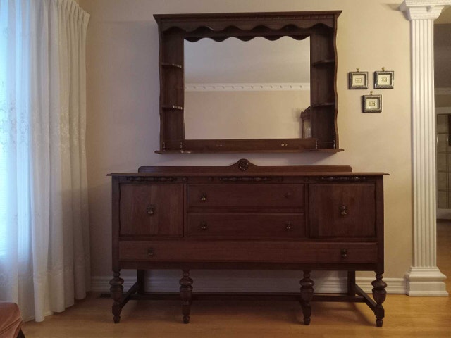 Solid Wood Buffet and Wall Mirror