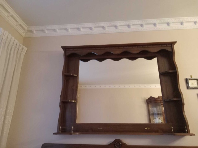 Wooden Wall Mirror with Shelving