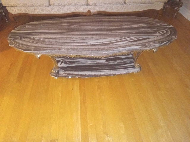 Marble and Brass Coffee and End Table Set - photo 2