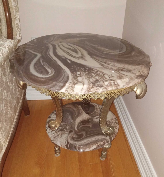 Marble and Brass Coffee and End Table Set - photo 4