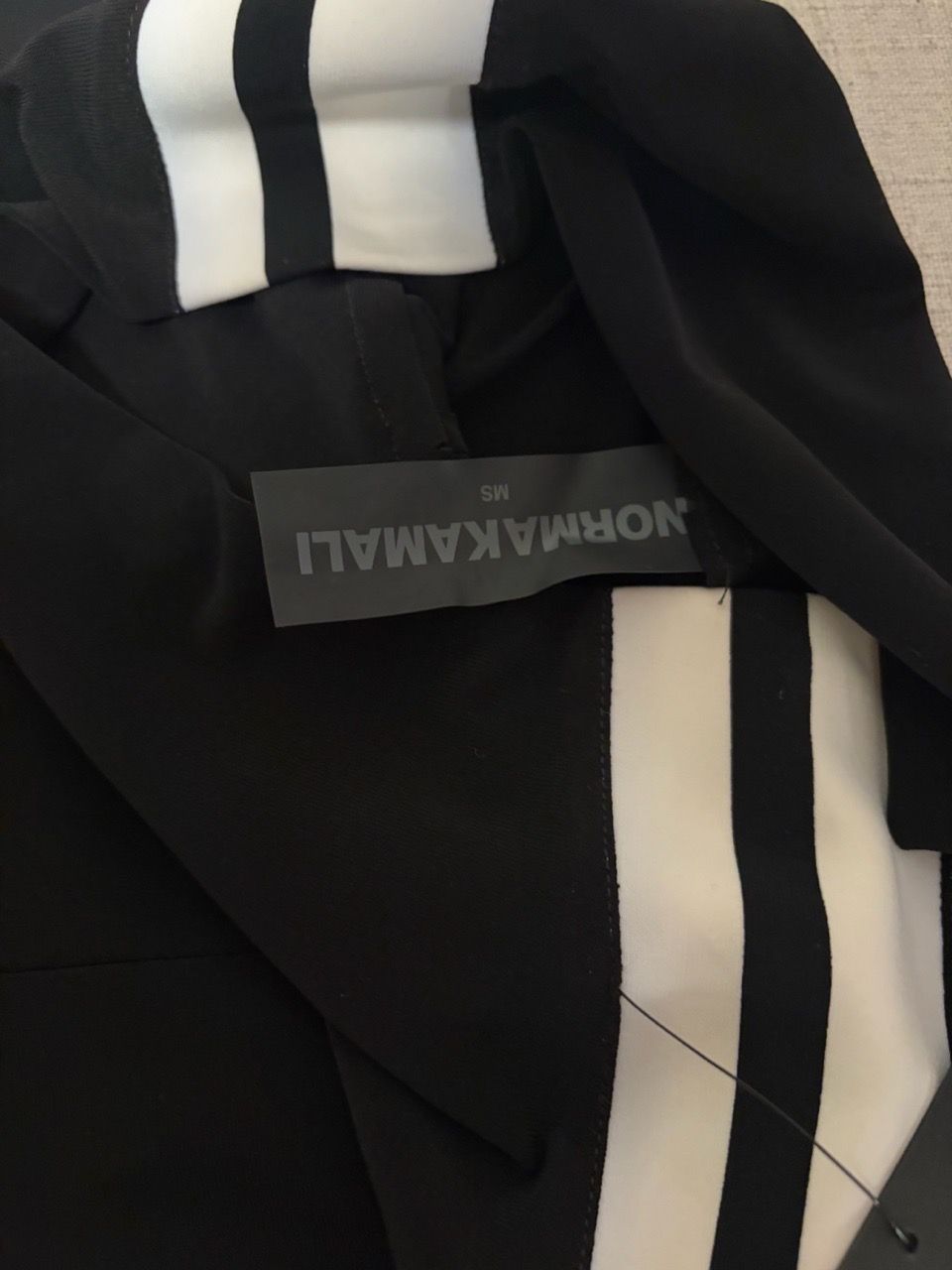 Norma Kamali - Black Flare Pants with White Side Stripes - photo 2