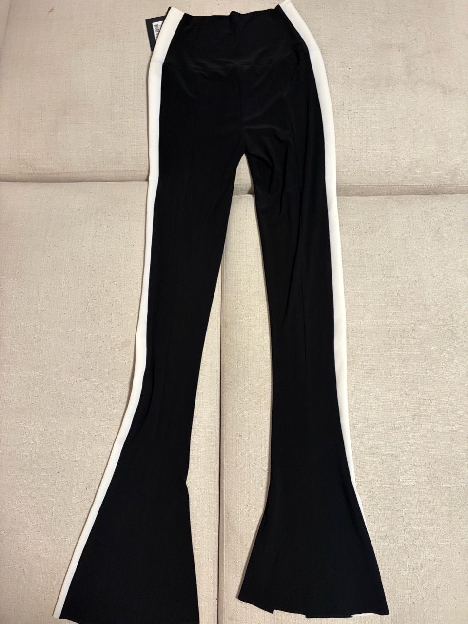 Norma Kamali - Black Flare Pants with White Side Stripes - photo 5