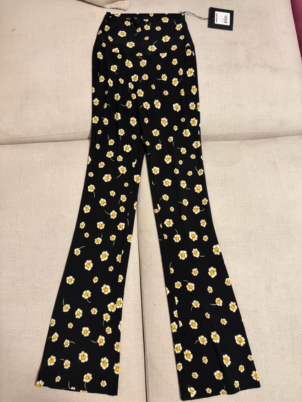 Norma Kamali - Black Daisy Print Flare Pants with Tags