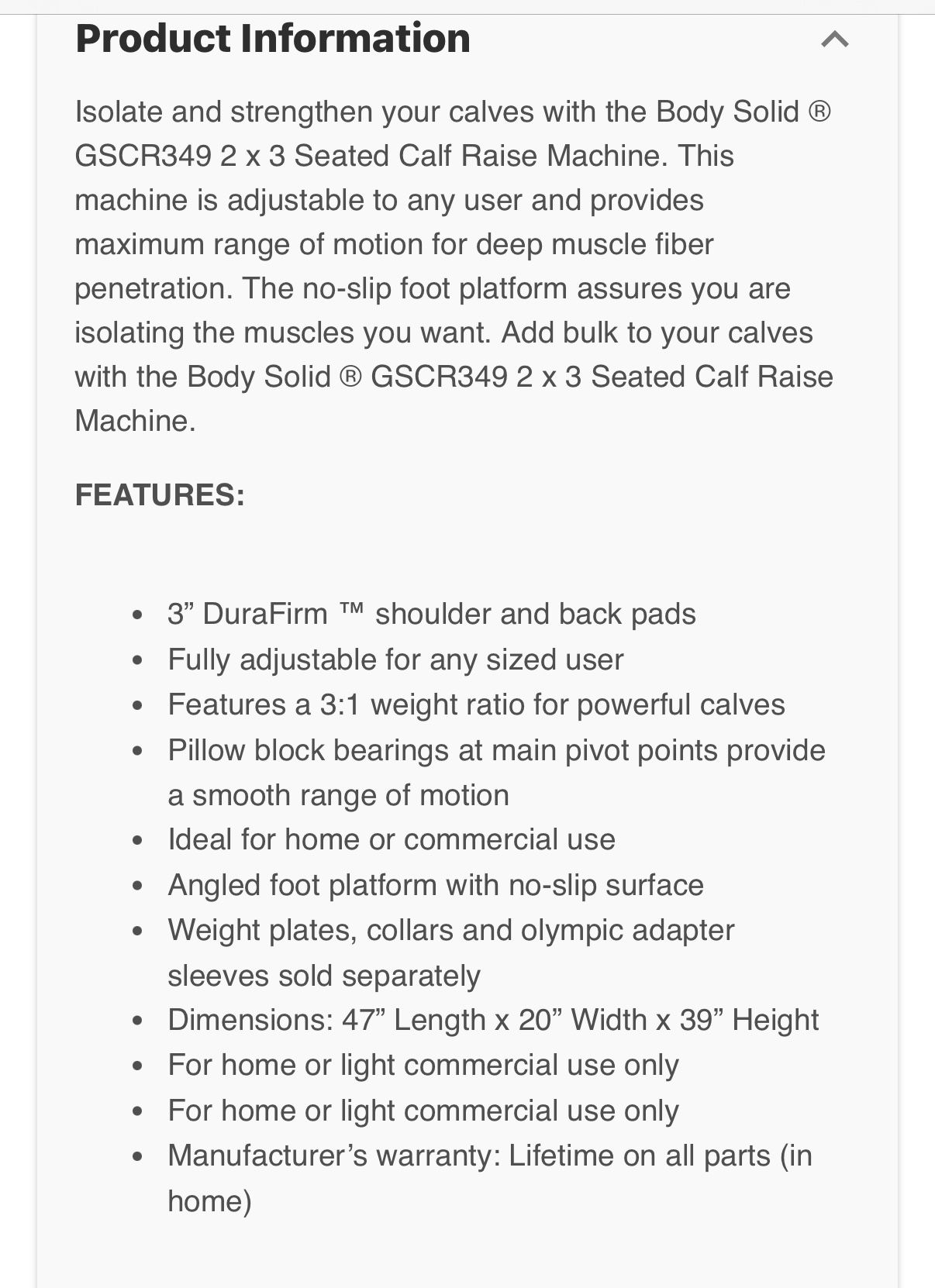 Body Solid Seated Calf Raise Machine - photo 3