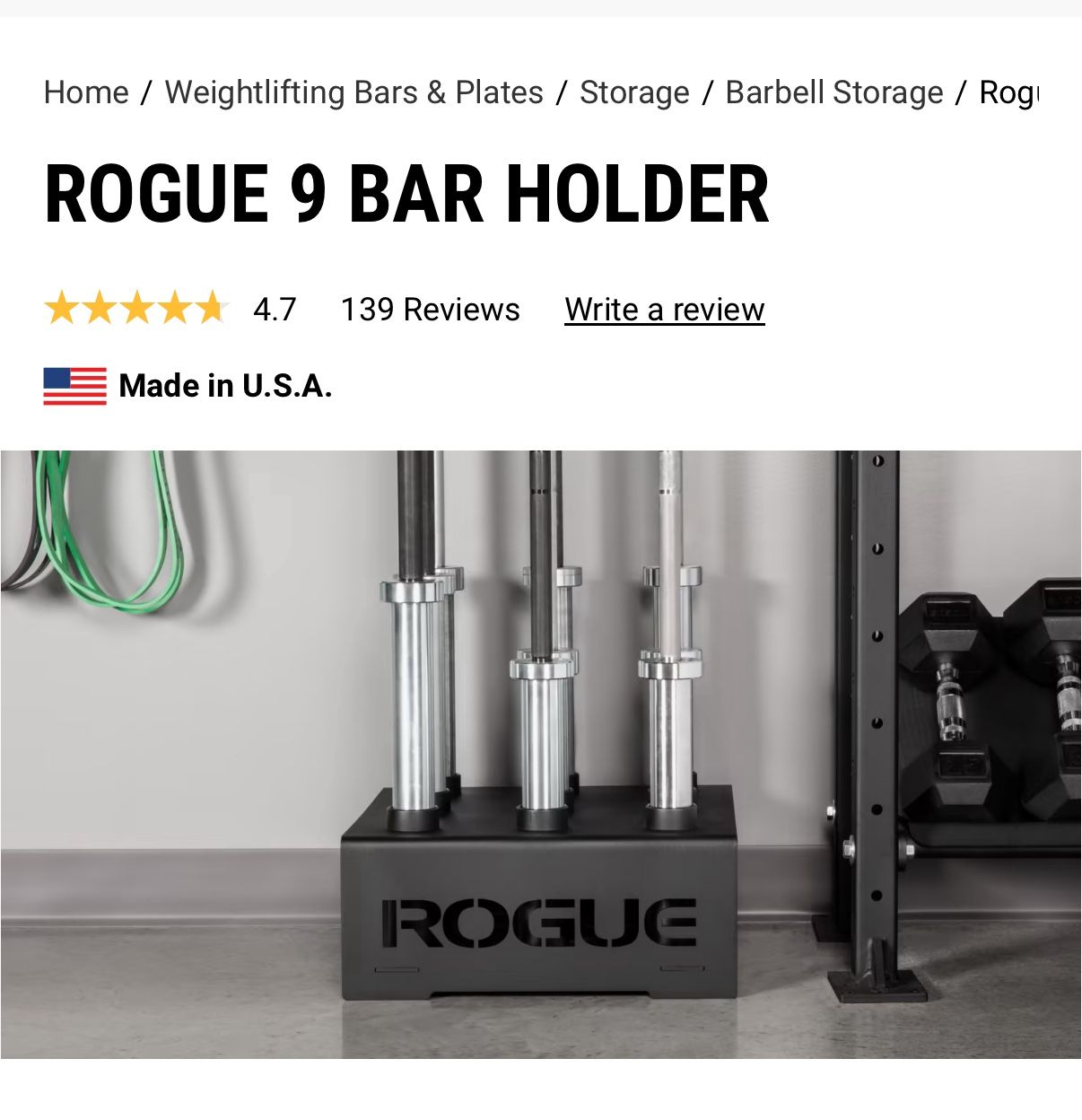 Rogue Fitness 9 Olympic Barbell Storage Holder - photo 2