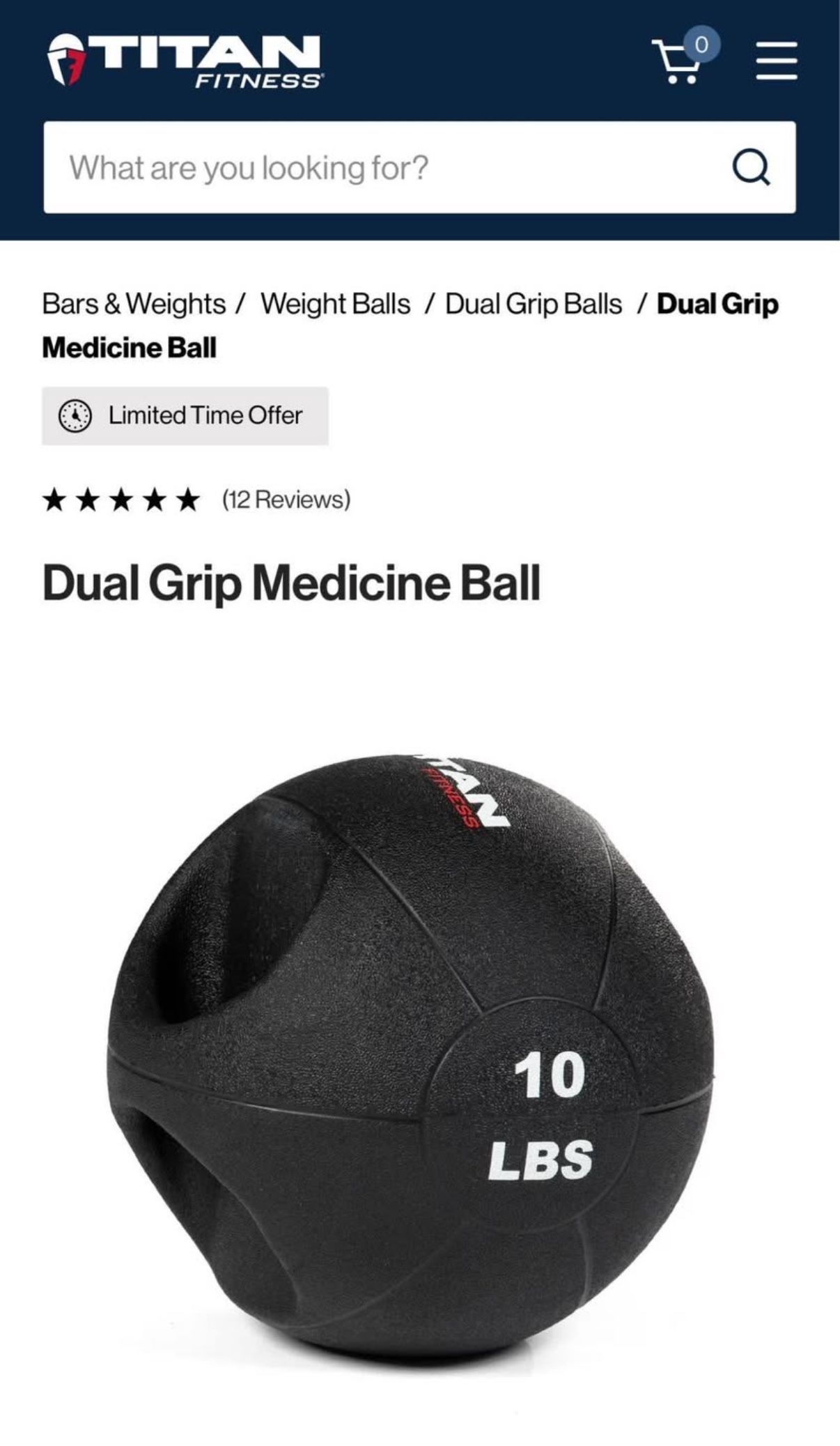 Titan Fitness 10 Pound Dual Grip Medicine Ball