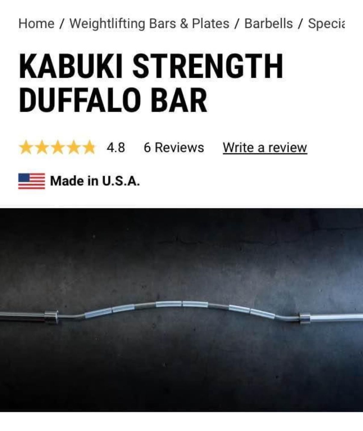 Kabuki Strength Duffalo Barbell - photo 3