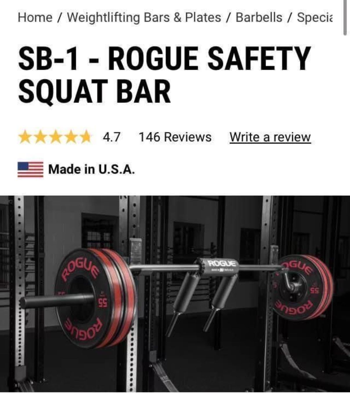 Rogue Fitness Safety Squat Barbell SSB - photo 2