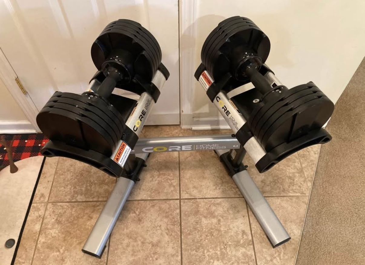 Core Fitness Adjustable Dumbbells 5-50 With Stand - photo 2