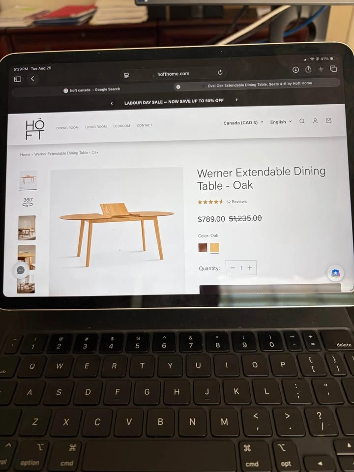 Hoft Werner Extendable Dining Table With 6 MCM Wishbone Chairs - photo 3