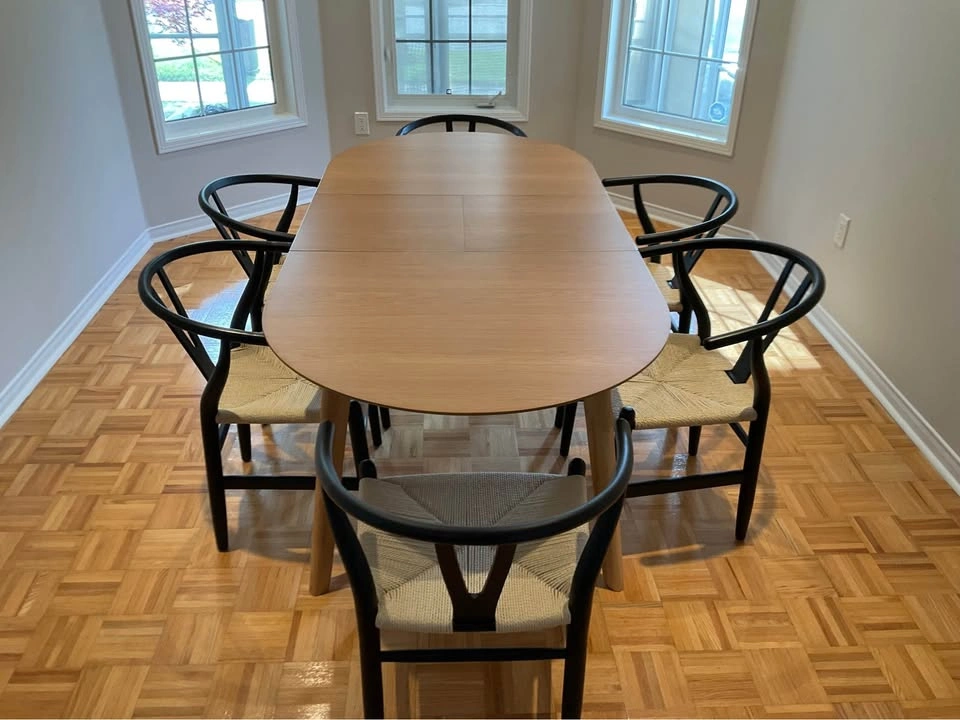 Hoft Werner Extendable Dining Table With 6 MCM Wishbone Chairs - photo 5