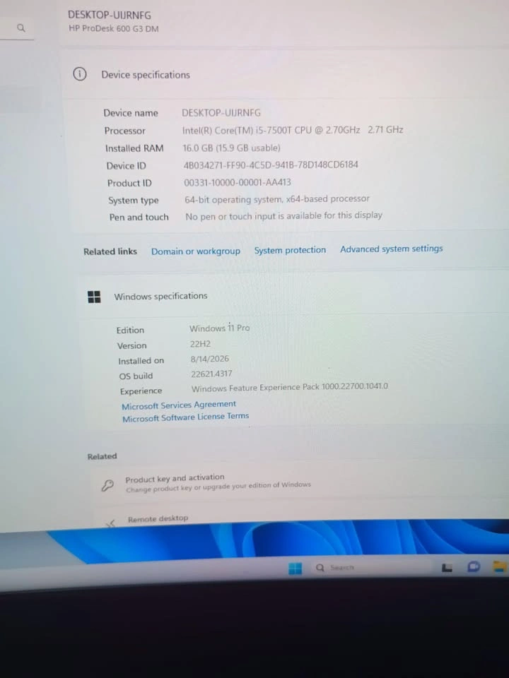 HP ProDesk 600 G3 Mini i5 2.70GHz 16GB RAM 256GB SSD Win 11 - photo 2