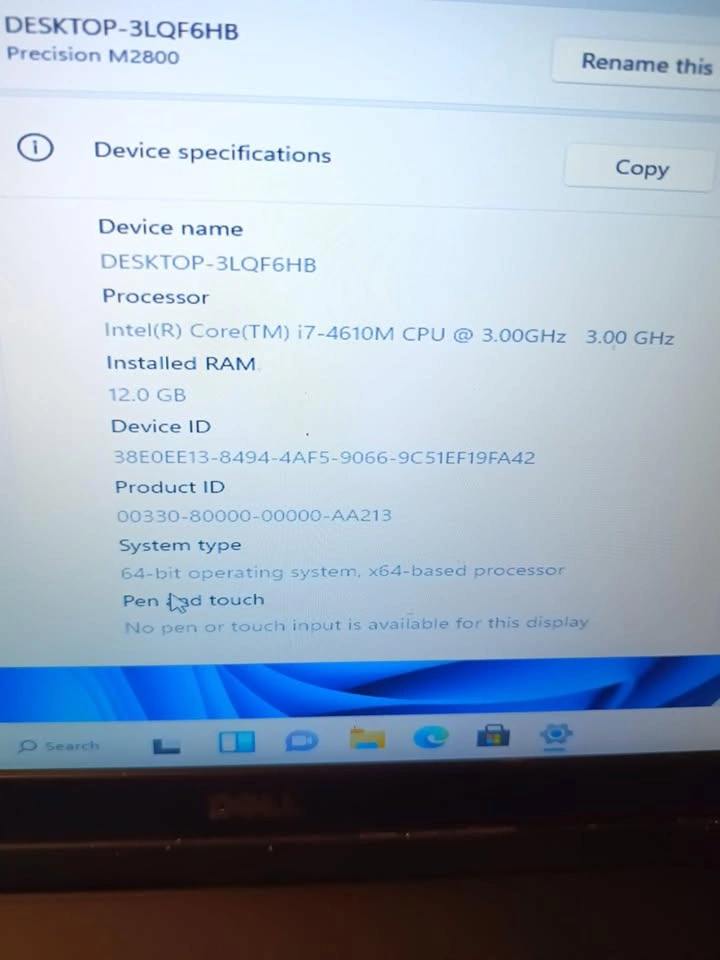 Dell Precision M2800 i7-4610M 12GB RAM 1TB+128GB SSD Win 11 - photo 2