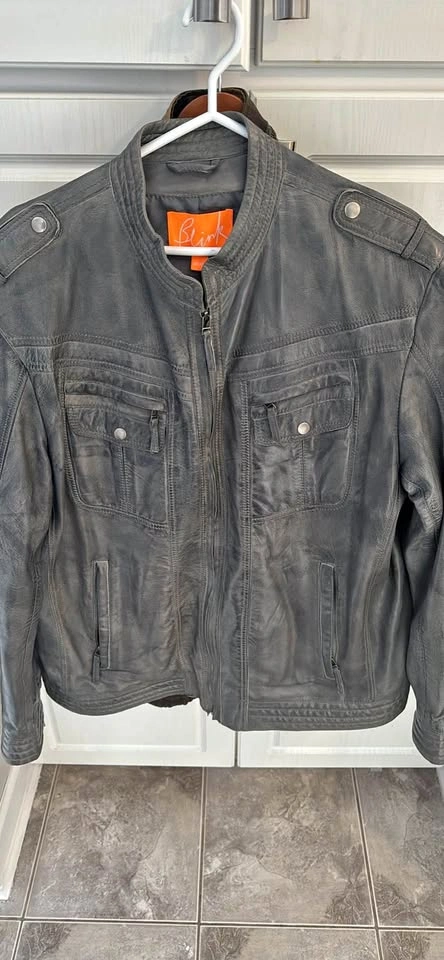 Blink Leather Jacket Size 2XL Gray New Condition