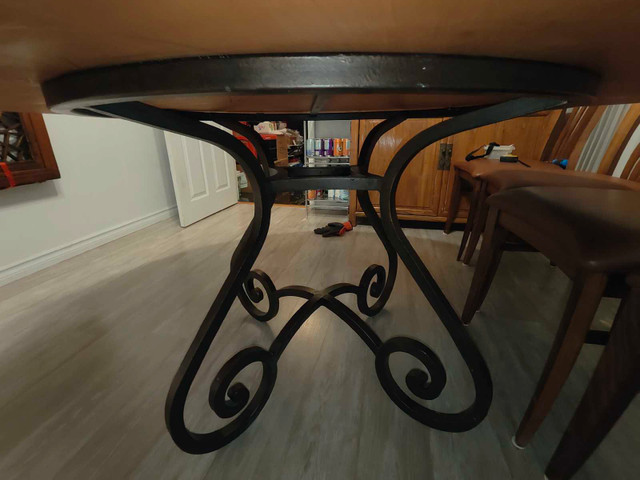 Round Walnut Table with solid cast iron base - photo 2