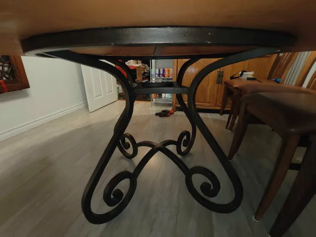 Round Walnut Table with solid cast iron base image indicator(2)