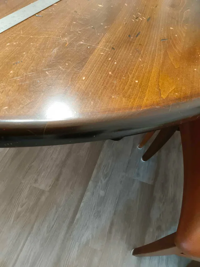 Round Walnut Table with solid cast iron base image indicator(3)