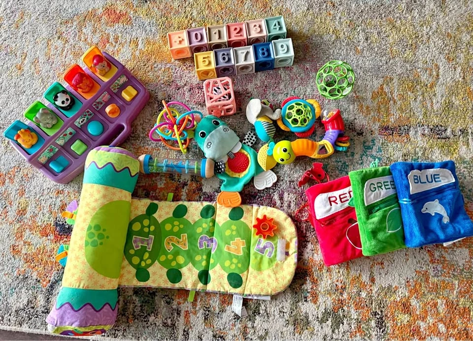 Baby Toys - pop up, blocks, rattles, tummy time pillow