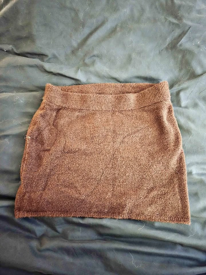 Brown Knit Mini Skirt