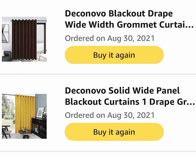 100” wide and 108” high Blackout Curtain x2