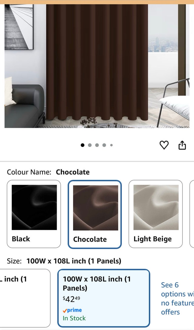 100” wide and 108” high Blackout Curtain x2 - photo 2