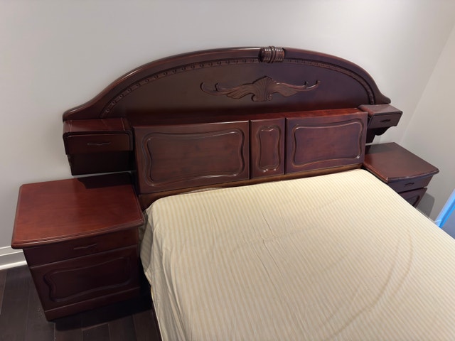 Solid Wood Queen Bed Frame with 8 Drawer Dresser set - photo 3