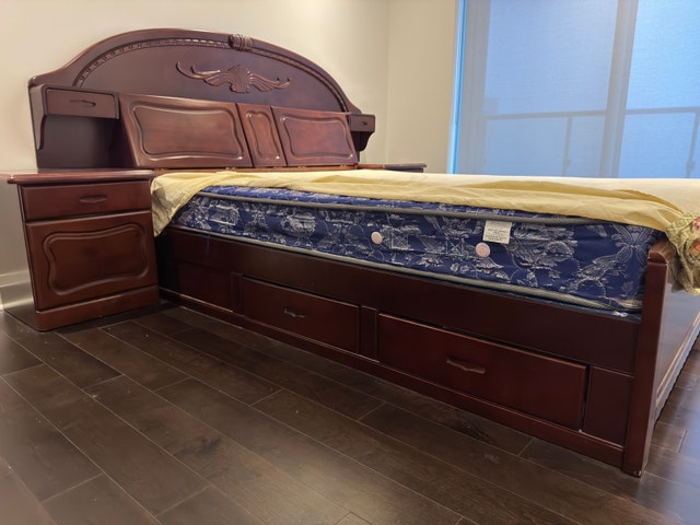 Solid Wood Queen Bed Frame with 8 Drawer Dresser set - photo 4
