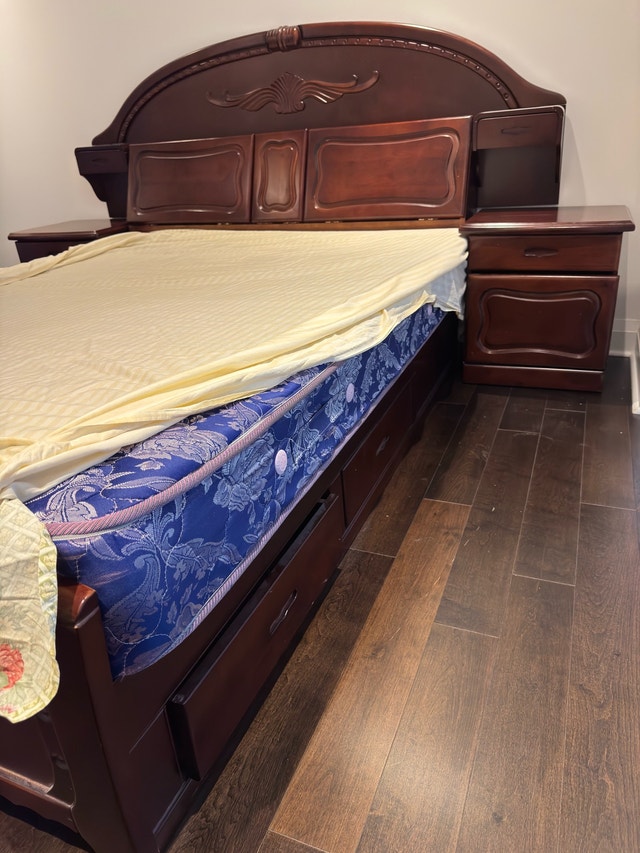 Solid Wood Queen Bed Frame with 8 Drawer Dresser set - photo 5