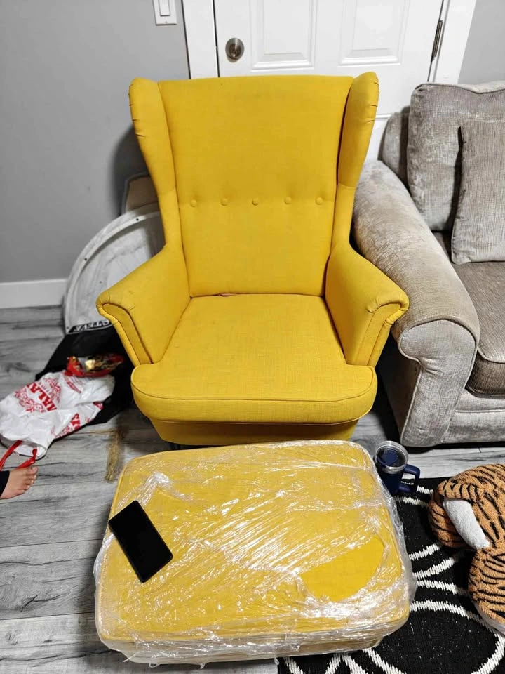 Winged chair + ottoman