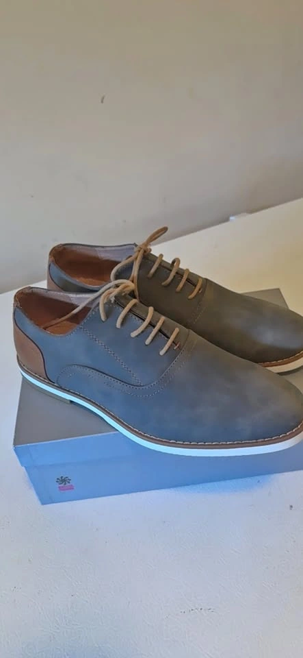 Mens Gray Brown Oxford Shoes