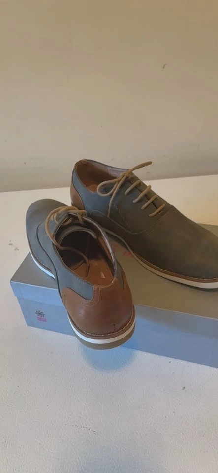 Mens Gray Brown Oxford Shoes - photo 2