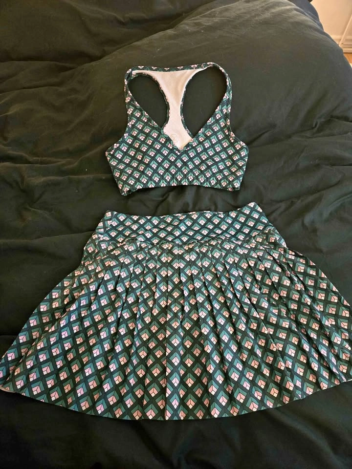 Cute Ardenne Tennis Skirt and Sports Bralette Set