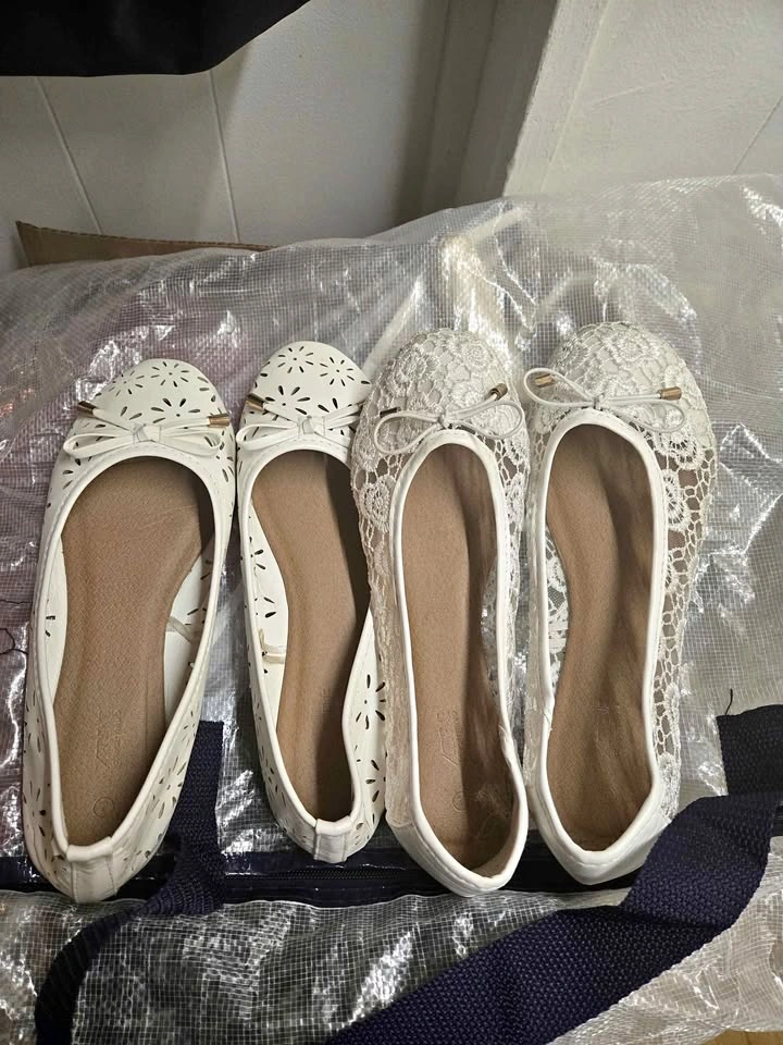 Ardene White Lace and Laser-Cut Ballet Flats
