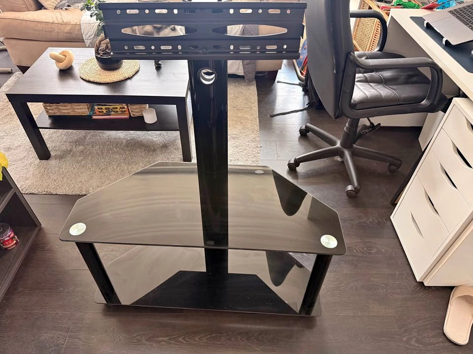 TV Stand with Mount & Glass Shelves