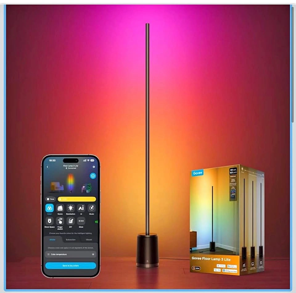 Govee Floor Lamp 3 Lite, Smart RGBIC LED Corner Lamp