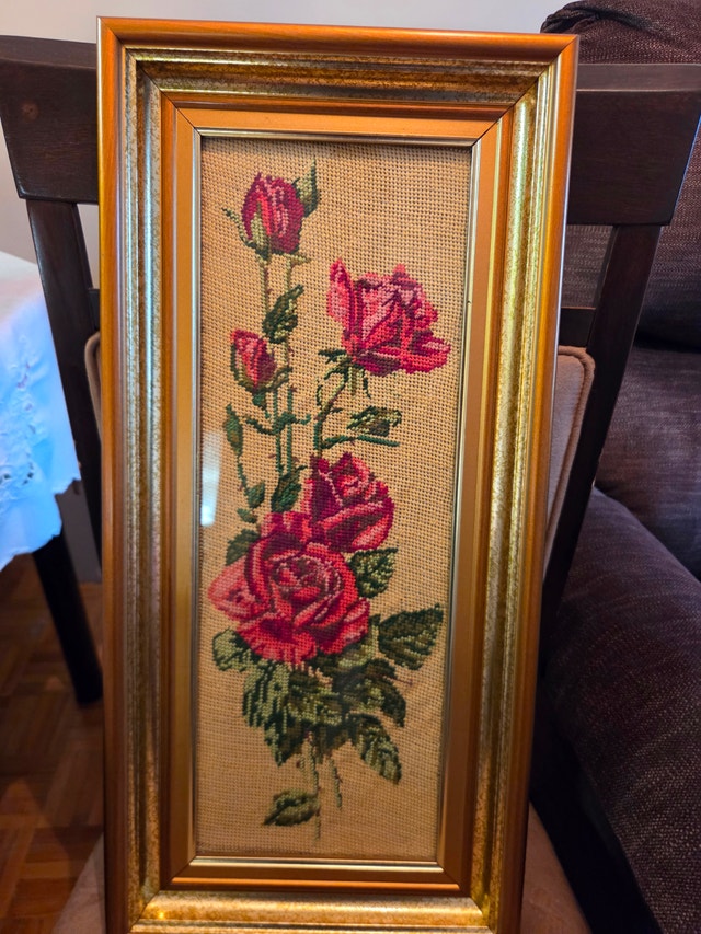 Hand-Embroidered Needlepoint Art – Framed – 4 Pieces - photo 4