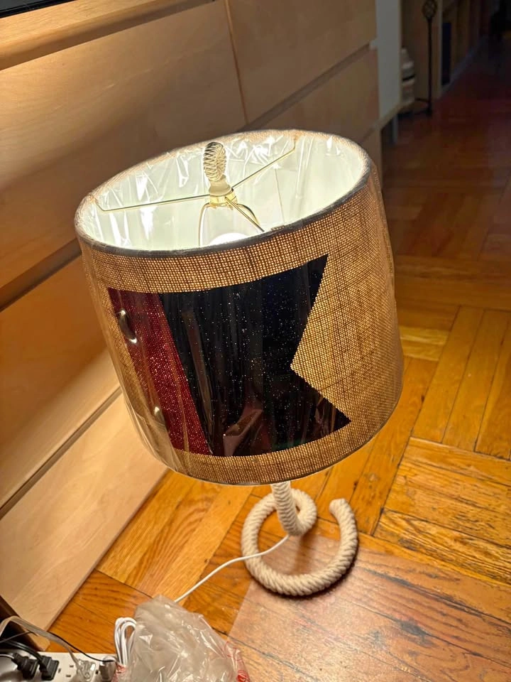 Nautical Rope Table Lamp with Burlap Shade