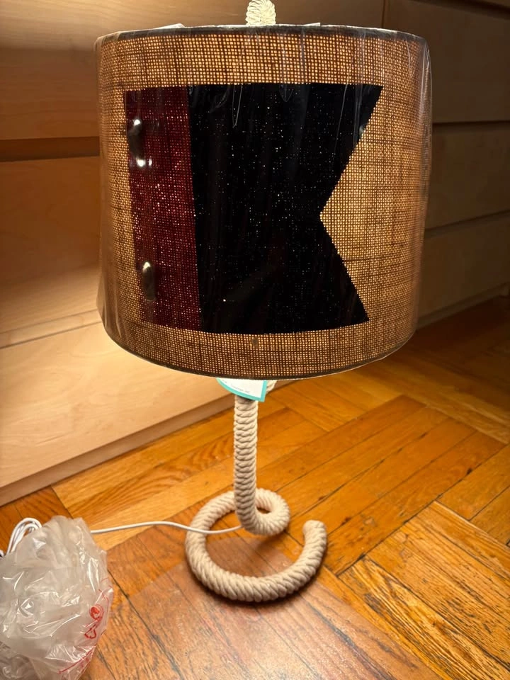 Nautical Rope Table Lamp with Burlap Shade - photo 3