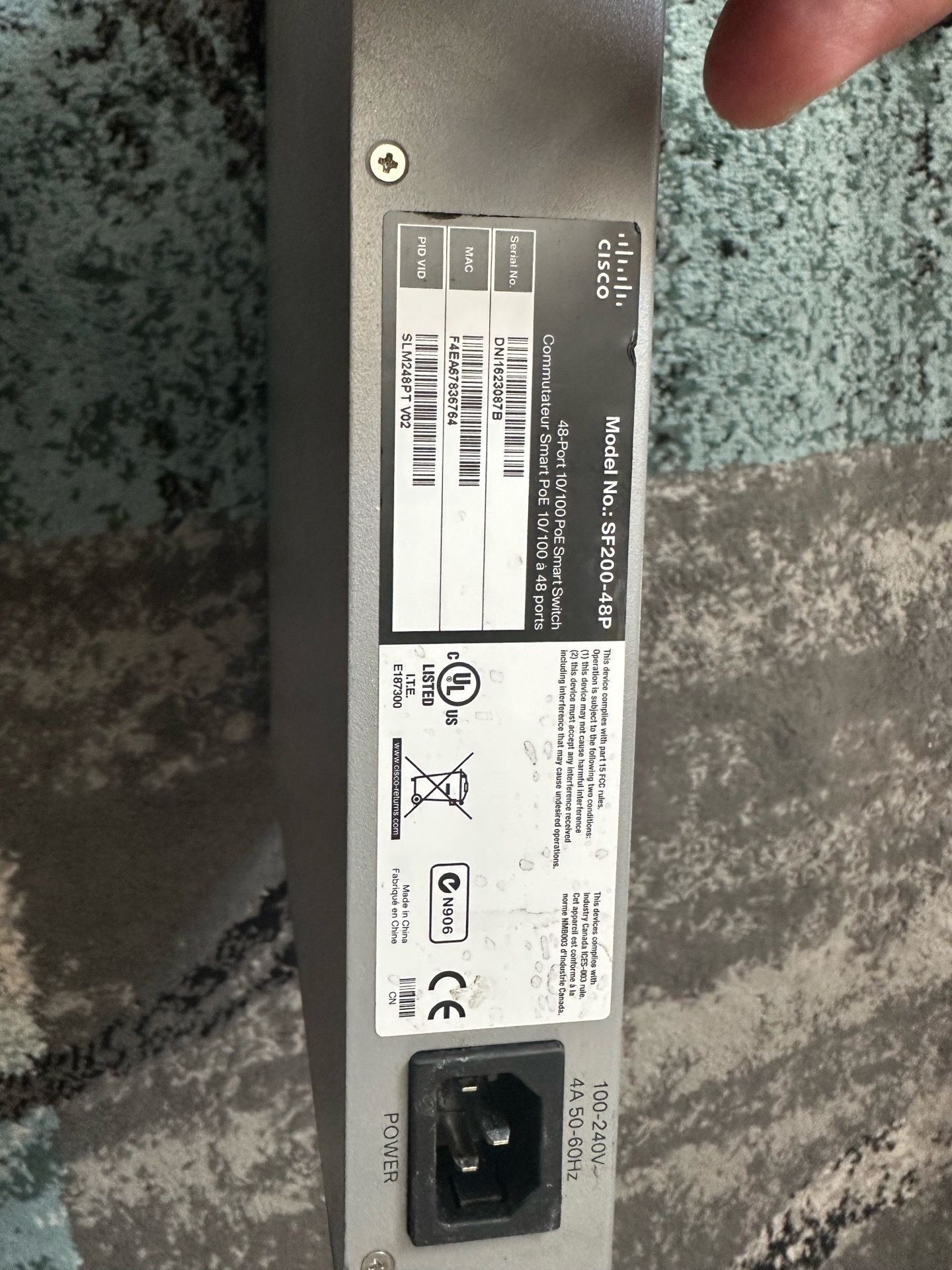 Cisco SF200-48P smart switch
